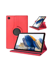 Gennext Samsung Galaxy Tab A8 10.5 Inch Leather Mobile Phone Case Cover with 360° Rotating Stand, Red