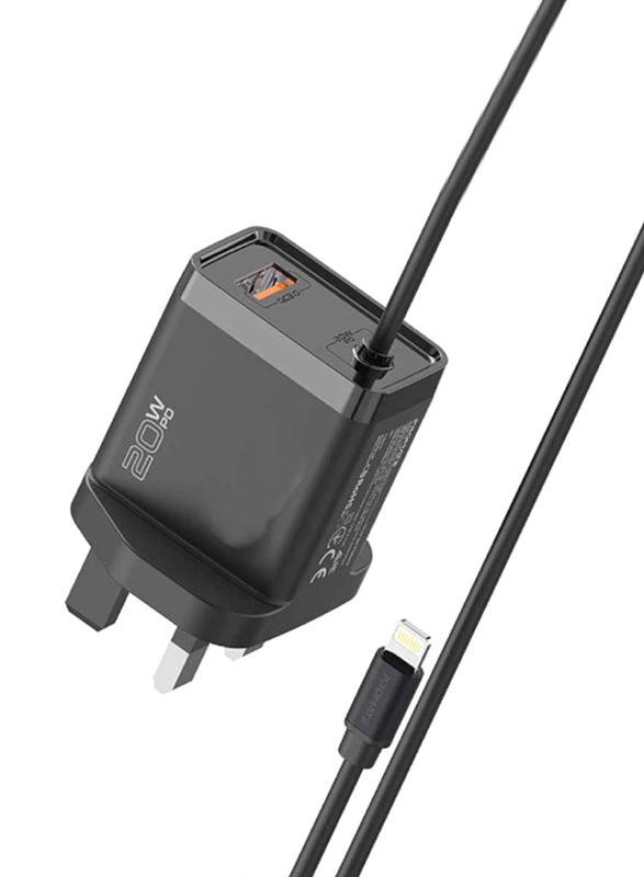 Gennext Fast Charging 20W Power Delivery Wall Charger with 1.5M Lightning Cable, Black