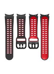 Gennext Two Colour Silicone Replacement Band for Samsung Galaxy Watch 6 Classic 47/43mm/5 Pro 45mm/4 Classic 46/42mm, Black/Red