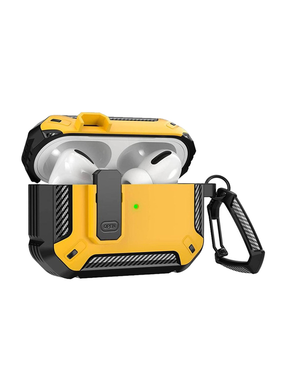 Gennext Protective Shockproof Military Hard Rugged with Lock for Apple Airpods Pro, Yellow