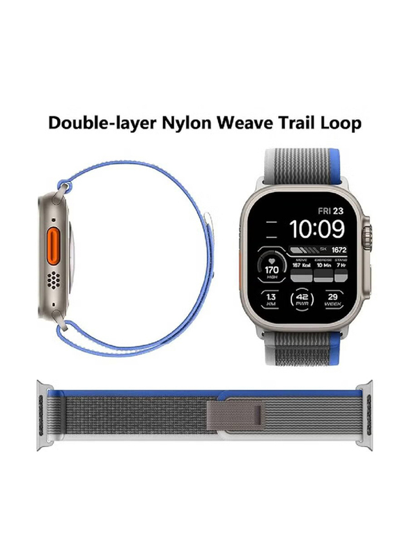 Gennext Trail Loop Adjustable Pull Tab Strap for Apple Watch Ultra iWatch Series 8, 7, 6, 5, 4, 3, 2, 1, SE, Grey