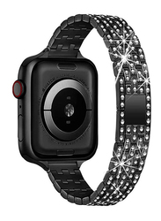 Gennext Women Slim Jewellery Bling Diamond Rhinestone Bracelet Band for Apple Watch Series SE/7/6/5/4/3/2/1 45/44/42mm/Ultra 49mm, Black