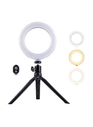 LED Selfie Ring Light with Tripod Stand & Phone Holder for YouTube/Live Streaming/Zoom Meeting Calls, Black