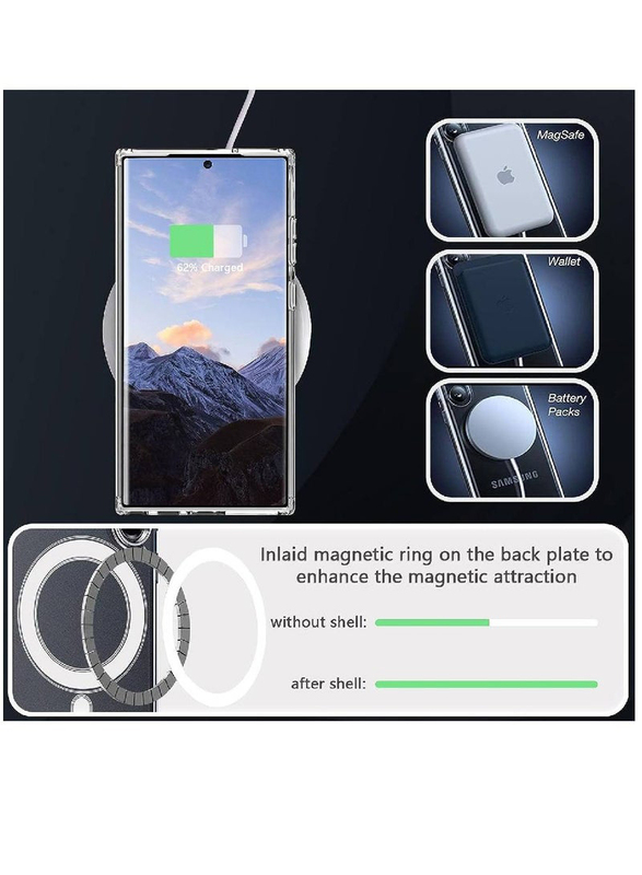 Samsung Galaxy S23 Ultra Protective Shockproof Slim Thin Full Protection Anti-Scratch Magnetic Transparent MagSafe Mobile Phone Back Case Cover, Clear