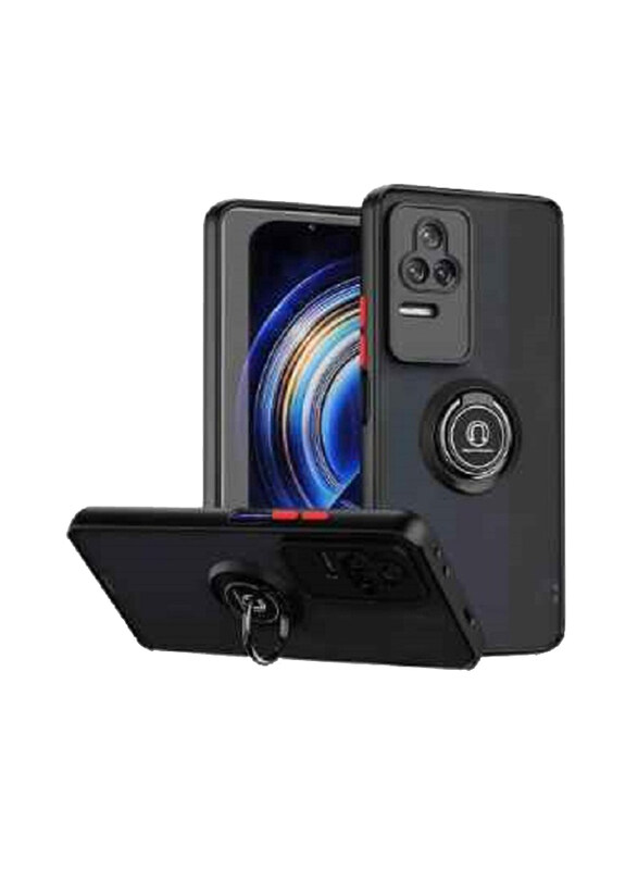 

Generic Xiaomi Poco F4 Soft Mobile Phone Case Cover with Ring Holder, Black