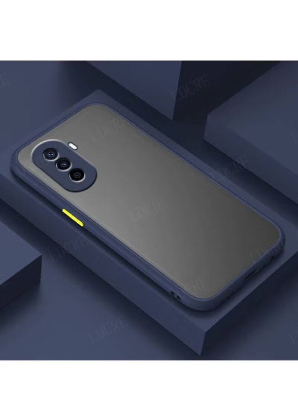 Gennext Huawei Nova Y70 Silicone Bumper Shockproof Matte Translucent Back Mobile Phone Case Cover, Blue