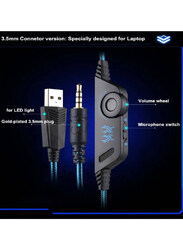 Gennext G2000 Surround Stereo Gaming Headphones with Noise Isolating Mic for PS4 Nintendo Switch PC Mac Gaming, Blue