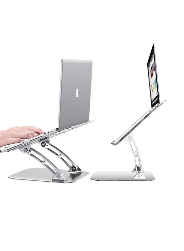 Gennext Ergonomic Height Angle Adjustable Computer Laptop Holder Stand for MacBook/Air Pro/Dell XPS/Samsung/Alienware All Laptops 11-17 inch, Silver