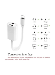 Gennext 2 in 1 Dual Lightning Headphone Audio & Charge Cable, Lightning to Lightning Cable for iPhone/iPad/Support Sync Data/Music Control/Call, White