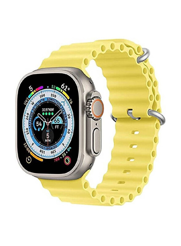 

Zoomee Replacement Silicone Hole Wavy Strap Compatible for Apple Watch Series 8 Ultra 49mm, Yellow