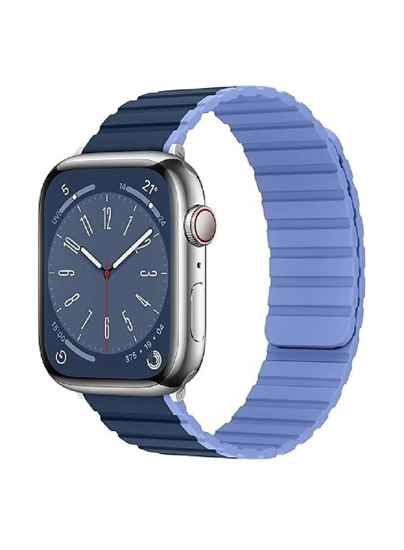 

Gennext Stylish Comfortable Silicone Magnetic Replacement Band for Apple iWatch Series SE 9 8 7 6 5 4/49mm/45mm/44mm/42mm, Blue