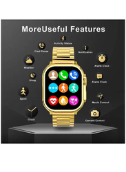Ultra Design IP67 Water Resistant Bluetooth Call Smartwatch with Wireless Charge Real-Time Health Monitor, Gold