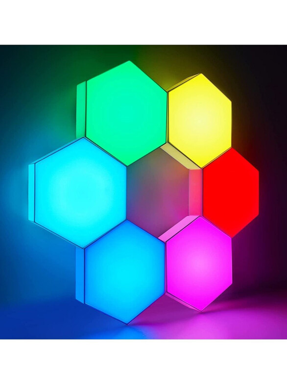 

Generic Light Panels Touch-Sensitive RGB Smart LED Hexagon Wall Light for Bedroom Living & Gaming Room Hallway, 6 Piece, Multicolour