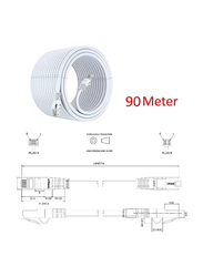 Gennext 90-Meters Full Copper Cat 6 Gigabit Ethernet Cable, Cat6 Gigabit Ethernet Adapter to Ethernet for Networking Devices, White