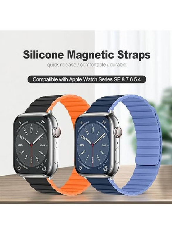 Gennext Stylish Comfortable Silicone Magnetic Replacement Band for Apple iWatch Series SE 9/8/7/6/5/4/49mm/45mm/44mm/42mm, Blue