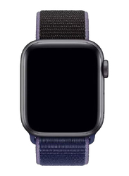 Gennext Nylon Sport Soft Replacement Band Strap for Apple iWatch Series 8/Ultra/7/6/SE/5/4/3/2/1, Midnight Blue Black