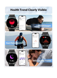 Bluetooth Smartwatch with Fitness Activity SpO2 Heart Rate Sleep Pedometer and IP68 Waterproof, Black