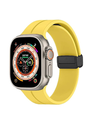 Replacement Soft Sport Wristband Magnetic Clasp Band for Apple Watch Series Ultra 2/9/8 Ultra/8/7/6/5/4/3 SE 45mm 44mm 42mm, Yellow