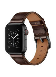 Gennext Replacement Genuine Leather Band for Apple Watch Series 8/7/6/5/4/3/2/1/SE/Ultra 49mm/45mm/44mm/42mm, Brown