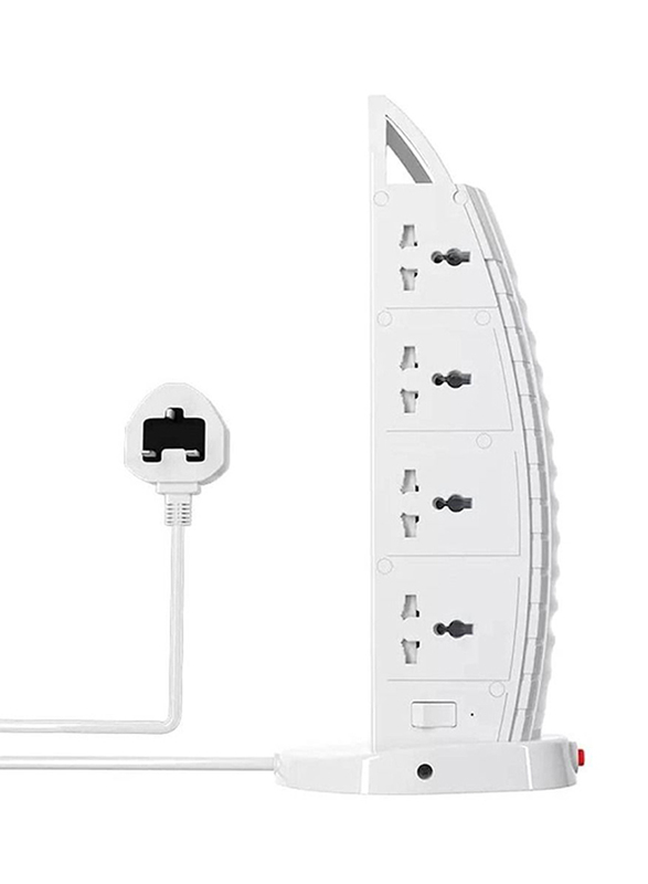 Gennext Burj Al Arab Sailboat Shape Tower Extension Lead with 8 Ways AC Universal Outlets, White