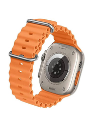 Zoomee Replacement Silicone Hole Wavy Strap for Apple Watch Series 8 Ultra 49mm, Orange