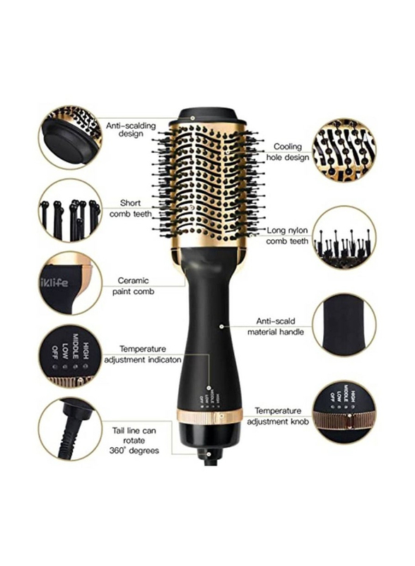 Enzo 4-in-1 One-Step Frizz Control Negative Ionic Hot Air Brush Volumizer Ceramic Coating Hair Dryer Brush, Multicolour