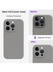 Gennext Apple iPhone 15 Pro Shockproof Camera Protection Liquid Silicone Gel Rubber Mobile Phone Case Cover with Screen Protector, Grey
