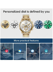 Smart Activity with Heart Rate Blood Pressure Sleep Monitor Bluetooth Call IP67 Waterproof Smartwatch, Gold