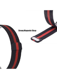 Gennext Stainless Steel Metal Strap Milanese Loop Alloy Replacement Band for Apple Watch 42/44/45/49mm, Black/Red