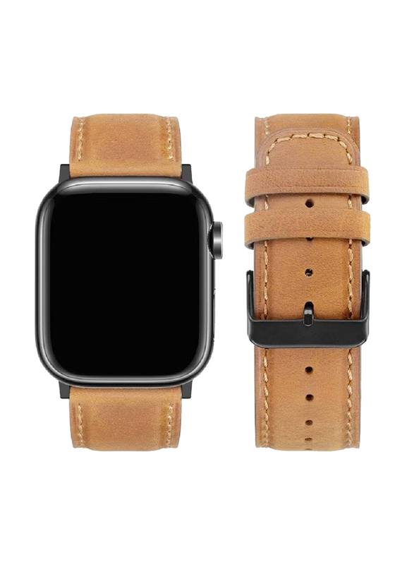 Gennext Replacement Genuine Leather Band for Apple Watch Series 8/7/SE/6/5/4/3/2/1 Ultra Watch 49mm/Ultra Watch 2/45mm/44mm/42mm, Brown