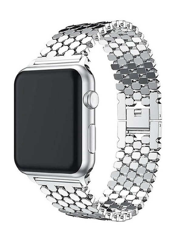 

Gennext Honeycomb Pattern Stainless Steel Watch Band for Apple Watch 42/44/45mm, Silver