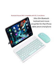 Gennext Ultra-Slim Bluetooth Keyboard and Mouse Combo Rechargeable Portable Wireless English Keyboard Mouse Set, Green
