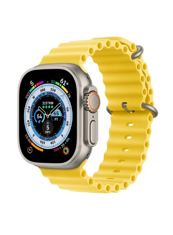 Gennext Adjustable Loop with Buckle Soft Stretchy Silicone Sports Band for Apple iWatch Series SE 8, 7, 6, 5, 4, 3, 2, 1, Yellow