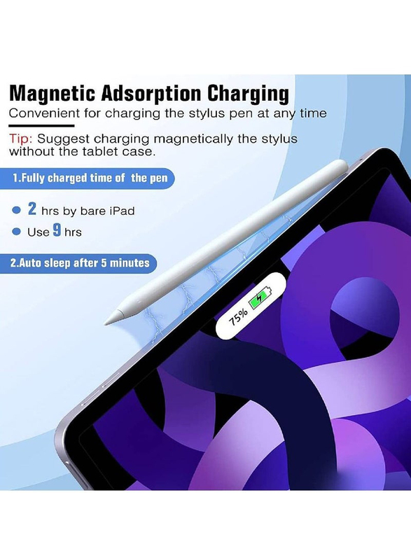 Apple iPad, iPad Pro 12.9" 3rd/4th/5th Wireless Magnetic iPad Pencil Tilt & Palm Rejection Wireless Charging Stylus Pen, White