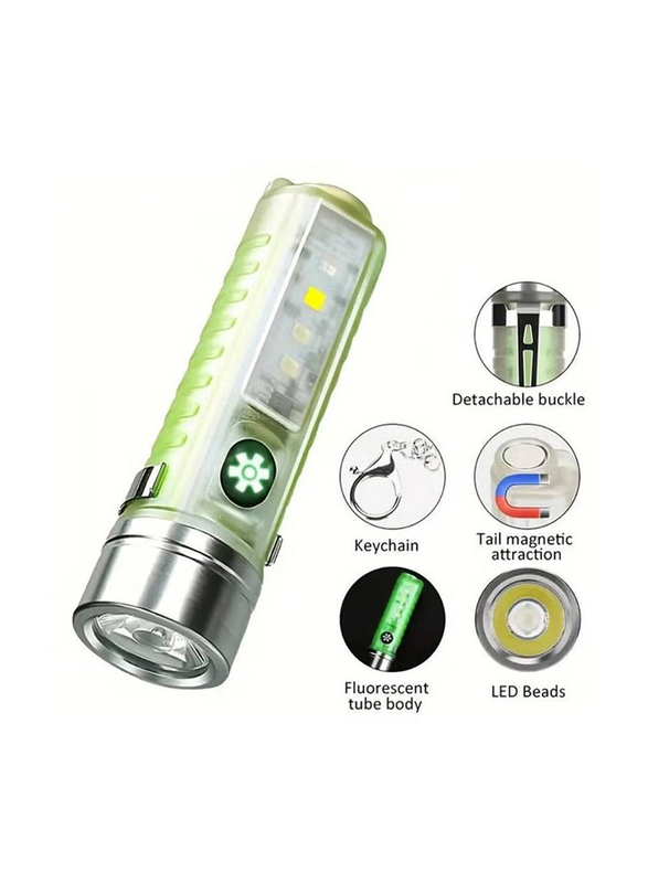 Gennext Mini Flashlight USB Rechargeable Tactical Torch Light with 8 Modes Zoomable, Multicolour