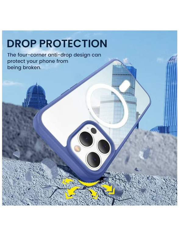 Apple iPhone 13 Pro Max Protective Bumper Hybrid Shockproof Drop Magnetic Magsafe Hard Back Mobile Phone Case Cover, Blue