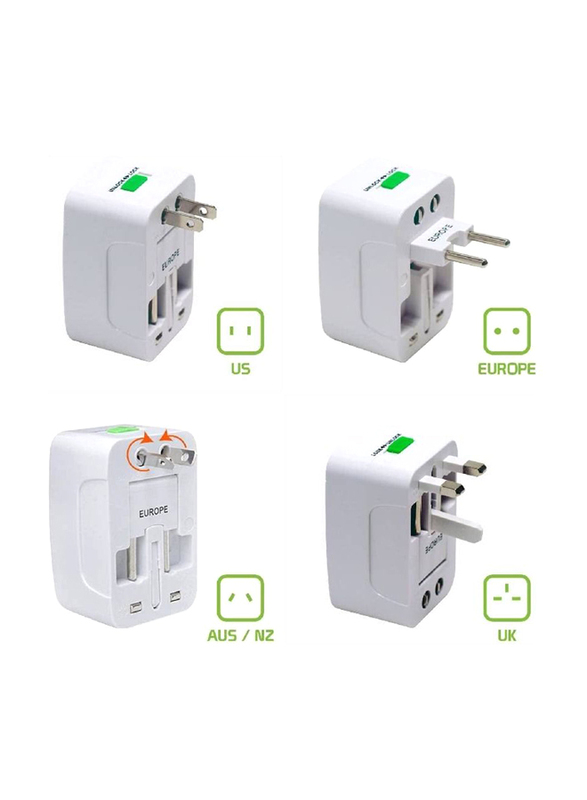Easy to Carry Multifunction Conversion Universal Travel Adapter, White