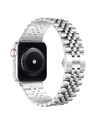 Gennext Stainless Steel Heavy Band with Butterfly Folding Clasp Link Bracelet for Apple Watch Ultra/Watch Ultra 2 49mm, Silver