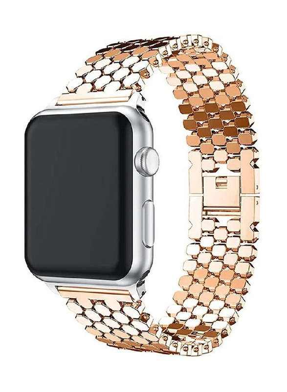 Gennext Honeycomb Stainless Steel Band for Apple Watch 49mm, Rose Gold