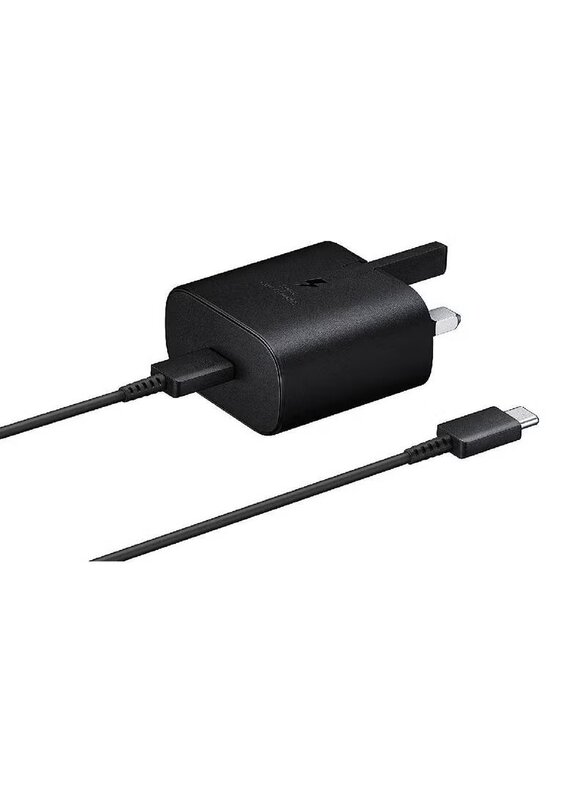 Fast Wall Charger with USB Type-C Cable for USB Type C Devices, 25W, Black