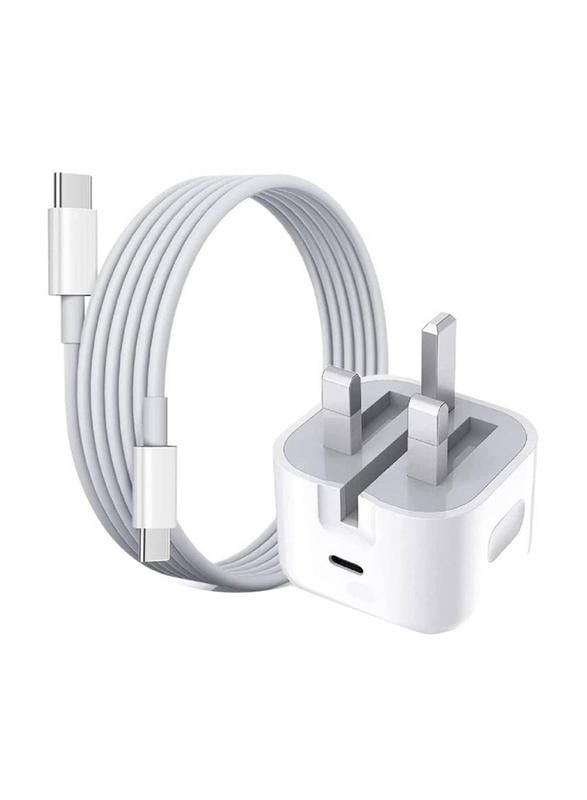 Gennext Fast Wall Charger with 1-Meter USB Type-C to USB Type-C Charge Cable, 20W, White