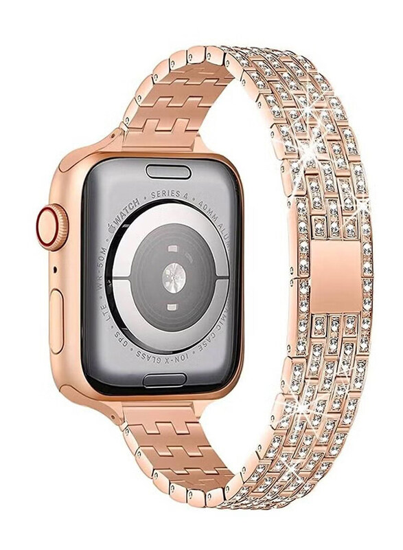 

Gennext Women Slim Jewellery Bling Band Diamond Rhinestone Bracelet for Apple Watch Series SE 7/6/5/4/3/2/1 45mm 44mm 42mm/Ultra Watch 49mm, Rose Gold