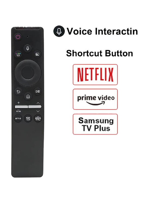 Gennext Universal Voice Remote Control for All Samsung LED QLED UHD SUHD HDR LCD HDTV 4K 3D Curved Smart TVs, with Shortcut Buttons for Netflix, Prime Video, Black