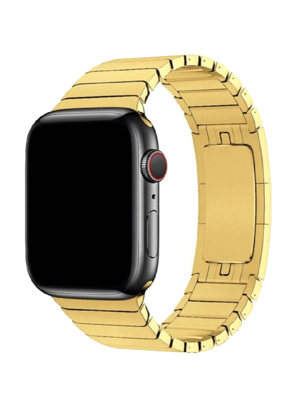 Gennext Replacement Stainless Steel Metal Strap with Folding Clasp for Apple Watch Series 8/7/6/5/4/3/2/1 SE 45/44/42mm/Ultra Watch 49mm, Gold