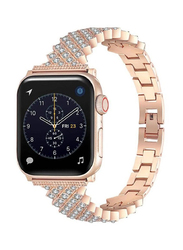 Gennext Bling Diamond Stainless Steel Strap for Apple Watch Series 7/6/5/4/3/2/1/SE 41/40/38mm, Rose Gold