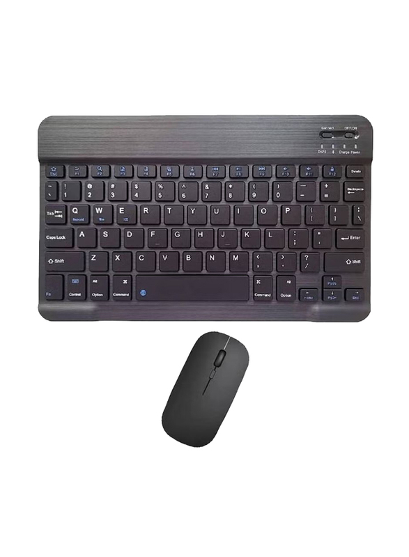 Gennext Portable Wireless Rechargeable Bluetooth Keyboard and Mouse Set for Android/iOS/Windows/iPhone iPad Pro Air Mini, iPad OS/iOS, Black