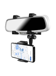 Gennext 360 Degree Rotating Rearview Mirror Car Mount Holder for Smartphones, Black