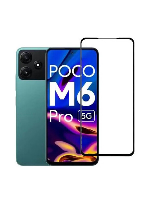 

Gennext Xiaomi Poco M6 Pro 9H Hardness Bubble Free Anti-Fingerprint Anti-Scratch Tempered Glass Screen Protector, Clear/Black