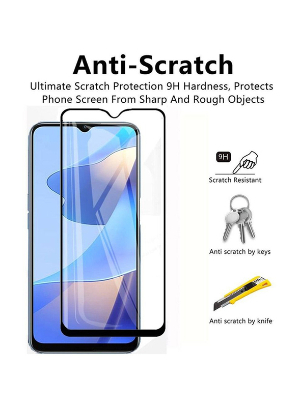 OPPO A57 9H Full Coverage Tempered Glass Screen Protector, Clear/Black