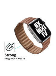 Gennext Leather Magnetic Replacement Strap Adjustable Wristband Compatible with Apple Watch Ultra 45mm, Brown